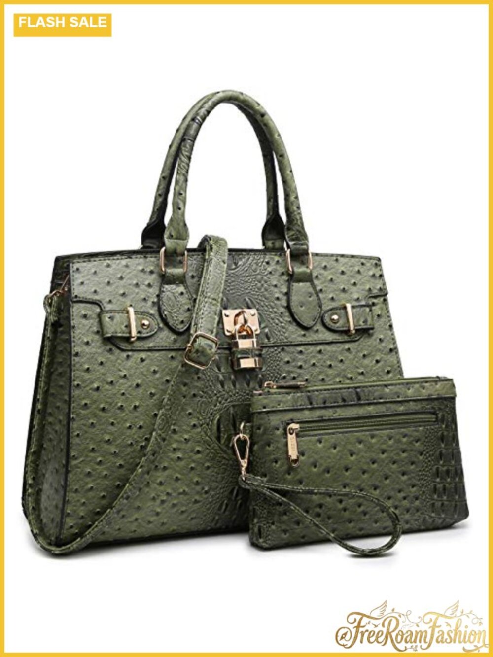 Dasein Vegan Leather Satchel Handbag with Matching Clutch
